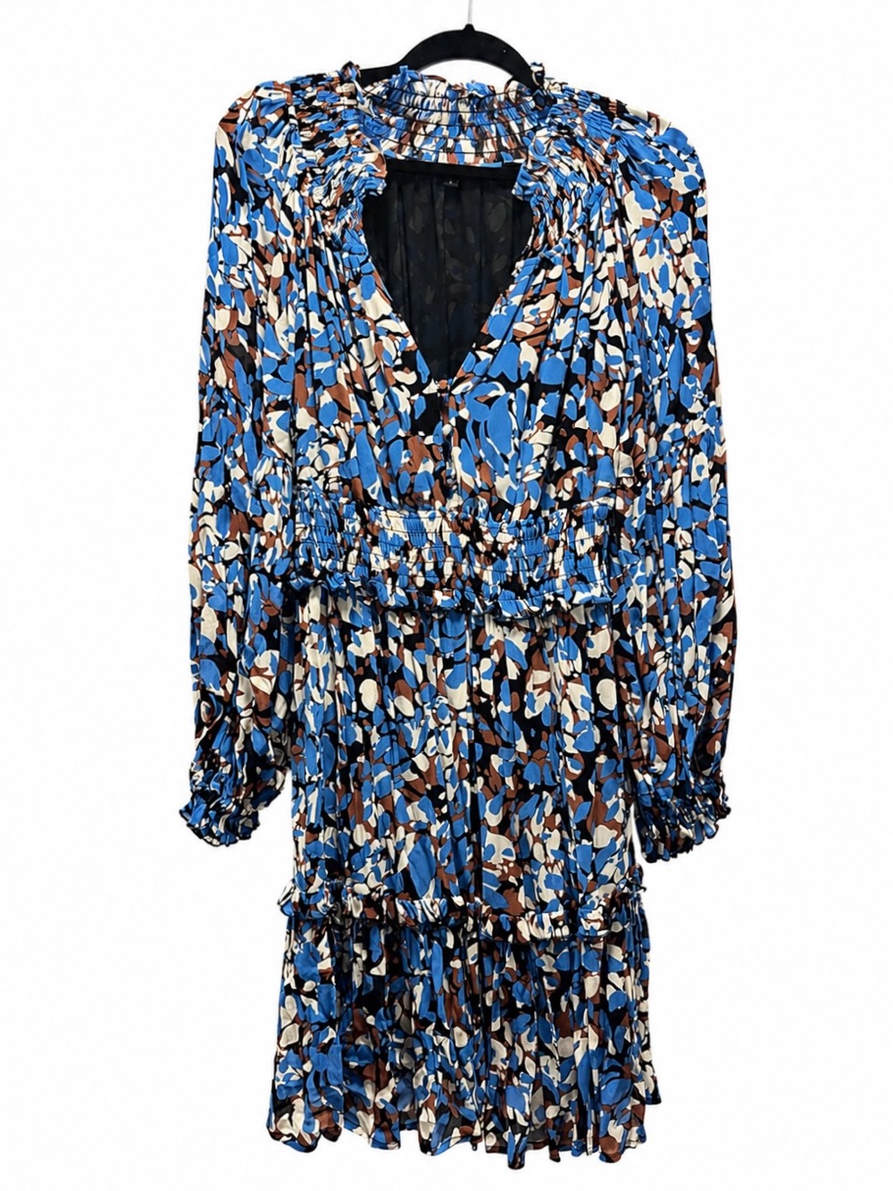 Rails Blue Floral Print Long-Sleeve Tiered Dress